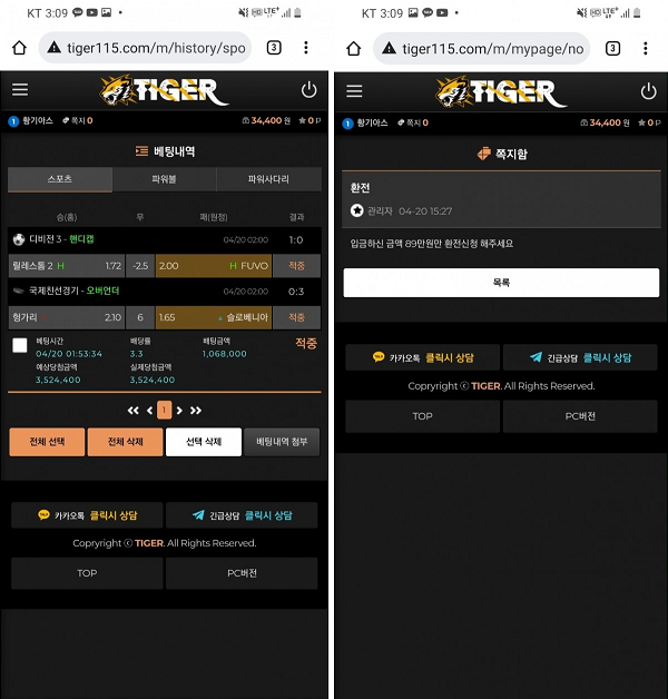 먹튀사이트 정보 [ 타이거 TIGER ]