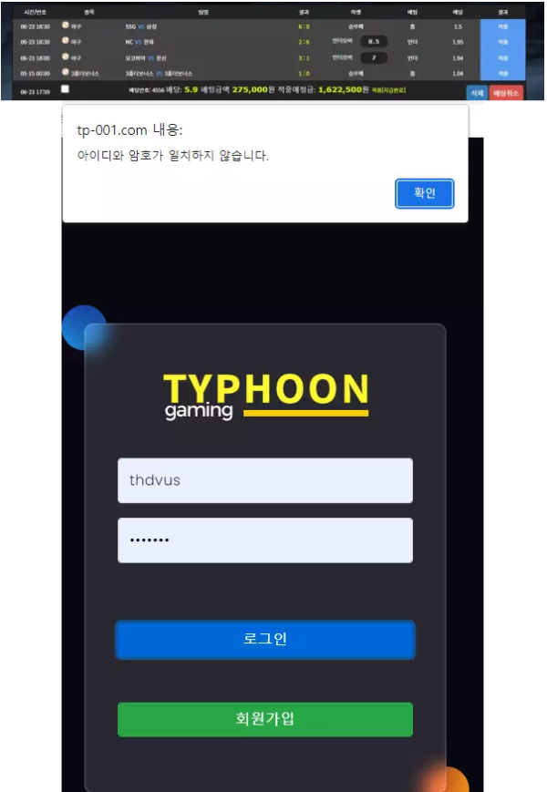 먹튀사이트 정보 [ 타이푼 TYPHOON ]